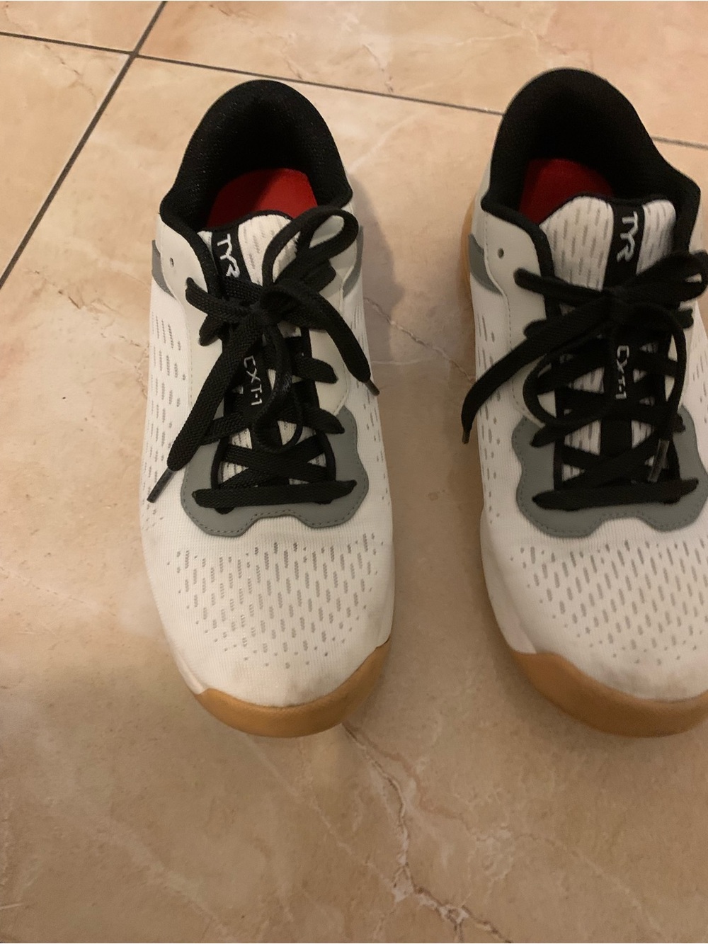 TYR White and Black Kids Sneakers with Gum Sole